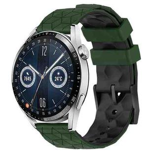 For Huawei Watch GT3 46mm 22mm Football Pattern Two-Color Silicone Watch Band(Armygreen+Black)