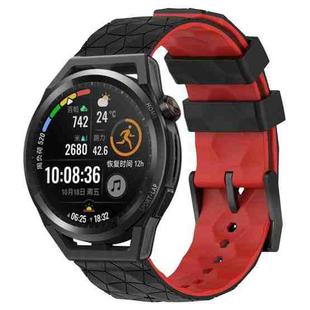 For Huawei Watch GT Runner 22mm Football Pattern Two-Color Silicone Watch Band(Black+Red)