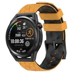 For Huawei Watch GT Runner 22mm Football Pattern Two-Color Silicone Watch Band(Yellow+Black)