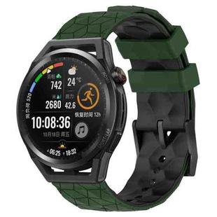 For Huawei Watch GT Runner 22mm Football Pattern Two-Color Silicone Watch Band(Armygreen+Black)