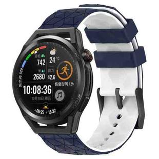 For Huawei Watch GT Runner 22mm Football Pattern Two-Color Silicone Watch Band(Midnight Blue + White)
