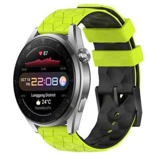 For Huawei Watch 3 Pro New 22mm Football Pattern Two-Color Silicone Watch Band(Lime Green + Black)