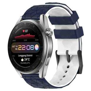 For Huawei Watch 3 Pro New 22mm Football Pattern Two-Color Silicone Watch Band(Midnight Blue + White)