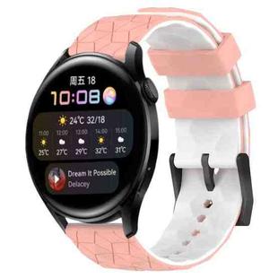 For Huawei Watch 3 22mm Football Pattern Two-Color Silicone Watch Band(Pink+White)