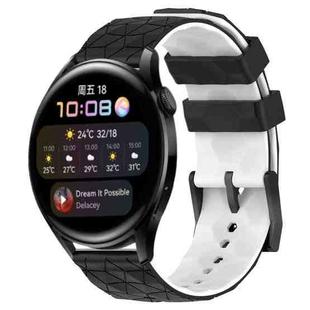 For Huawei Watch 3 22mm Football Pattern Two-Color Silicone Watch Band(Black+White)