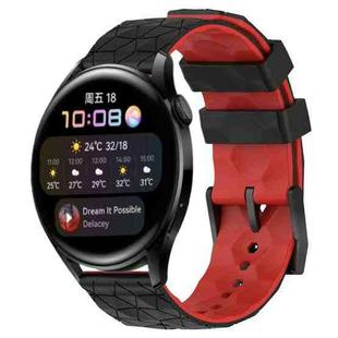 For Huawei Watch 3 22mm Football Pattern Two-Color Silicone Watch Band(Black+Red)