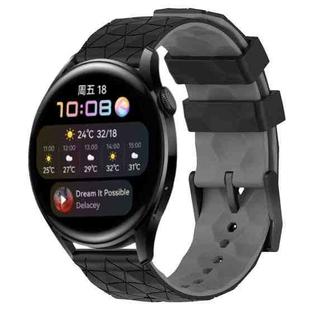 For Huawei Watch 3 22mm Football Pattern Two-Color Silicone Watch Band(Black+Grey)