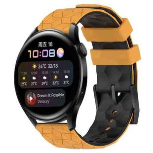 For Huawei Watch 3 22mm Football Pattern Two-Color Silicone Watch Band(Yellow+Black)