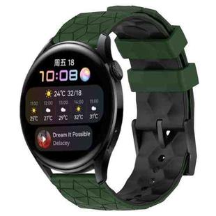 For Huawei Watch 3 22mm Football Pattern Two-Color Silicone Watch Band(Armygreen+Black)