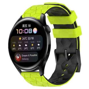 For Huawei Watch 3 22mm Football Pattern Two-Color Silicone Watch Band(Lime Green + Black)