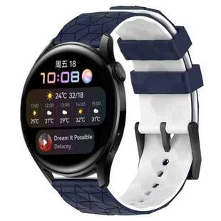 For Huawei Watch 3 22mm Football Pattern Two-Color Silicone Watch Band(Midnight Blue + White)