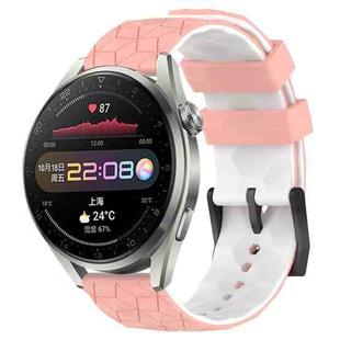 For Huawei Watch 3 Pro 22mm Football Pattern Two-Color Silicone Watch Band(Pink+White)