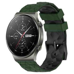 For Huawei GT2 Pro 22mm Football Pattern Two-Color Silicone Watch Band(Armygreen+Black)