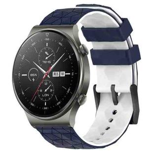 For Huawei GT2 Pro 22mm Football Pattern Two-Color Silicone Watch Band(Midnight Blue + White)