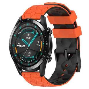 For Huawei GT2 46mm 22mm Football Pattern Two-Color Silicone Watch Band(Orange+Black)