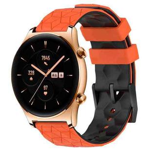 For Honor Watch GS 3 22mm Football Pattern Two-Color Silicone Watch Band(Orange+Black)