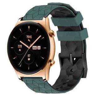For Honor Watch GS 3 22mm Football Pattern Two-Color Silicone Watch Band(Olive Green + Black)
