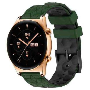 For Honor Watch GS 3 22mm Football Pattern Two-Color Silicone Watch Band(Armygreen+Black)