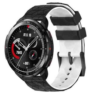 For Honor Watch GS Pro 22mm Football Pattern Two-Color Silicone Watch Band(Black+White)