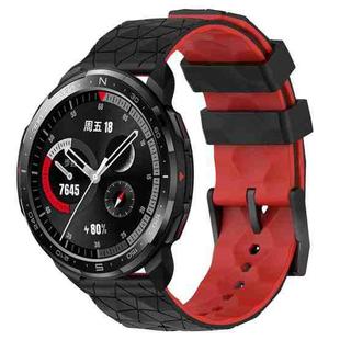 For Honor Watch GS Pro 22mm Football Pattern Two-Color Silicone Watch Band(Black+Red)