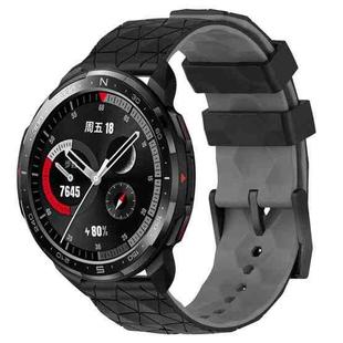 For Honor Watch GS Pro 22mm Football Pattern Two-Color Silicone Watch Band(Black+Grey)