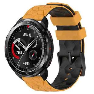 For Honor Watch GS Pro 22mm Football Pattern Two-Color Silicone Watch Band(Yellow+Black)