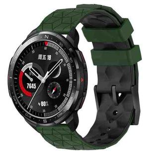 For Honor Watch GS Pro 22mm Football Pattern Two-Color Silicone Watch Band(Armygreen+Black)