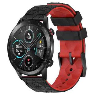 For Honor Magic Watch 2 46mm 22mm Football Pattern Two-Color Silicone Watch Band(Black+Red)