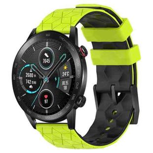 For Honor Magic Watch 2 46mm 22mm Football Pattern Two-Color Silicone Watch Band(Lime Green + Black)