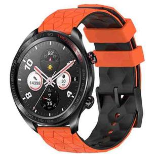 For Honor Watch Dream 22mm Football Pattern Two-Color Silicone Watch Band(Orange+Black)