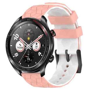 For Honor Watch Dream 22mm Football Pattern Two-Color Silicone Watch Band(Pink+White)