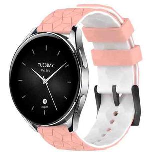 For Xiaomi MI Watch S2 22mm Football Pattern Two-Color Silicone Watch Band(Pink+White)
