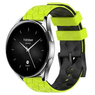 For Xiaomi MI Watch S2 22mm Football Pattern Two-Color Silicone Watch Band(Lime Green + Black)