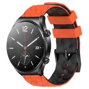 For Xiaomi MI Watch S1 22mm Football Pattern Two-Color Silicone Watch Band(Orange+Black)