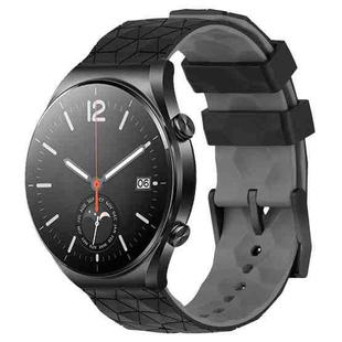 For Xiaomi MI Watch S1 22mm Football Pattern Two-Color Silicone Watch Band(Black+Grey)