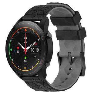 For Xiaomi MI Watch S1 Pro 22mm Football Pattern Two-Color Silicone Watch Band(Black+Grey)