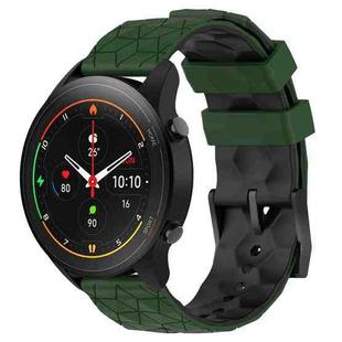 For Xiaomi MI Watch S1 Pro 22mm Football Pattern Two-Color Silicone Watch Band(Armygreen+Black)