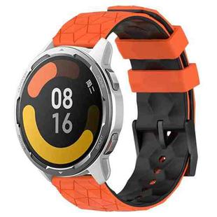 For Xiaomi MI Watch Color 2 22mm Football Pattern Two-Color Silicone Watch Band(Orange+Black)