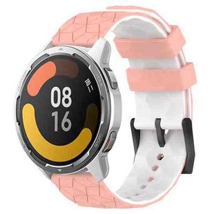For Xiaomi MI Watch Color 2 22mm Football Pattern Two-Color Silicone Watch Band(Pink+White)