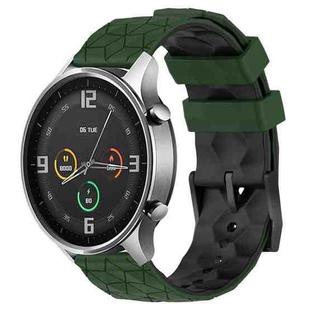 For Xiaomi MI Watch Color 22mm Football Pattern Two-Color Silicone Watch Band(Armygreen+Black)