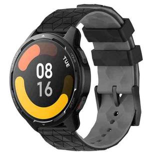 For Xiaomi MI Watch S1 Active 22mm Football Pattern Two-Color Silicone Watch Band(Black+Grey)