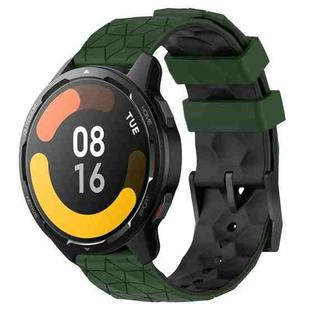 For Xiaomi MI Watch S1 Active 22mm Football Pattern Two-Color Silicone Watch Band(Armygreen+Black)