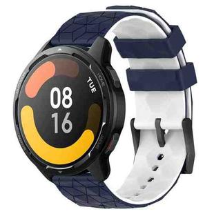 For Xiaomi MI Watch S1 Active 22mm Football Pattern Two-Color Silicone Watch Band(Midnight Blue + White)