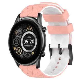 For Xiaomi Haylou RT2 LS10 22mm Football Pattern Two-Color Silicone Watch Band(Pink+White)