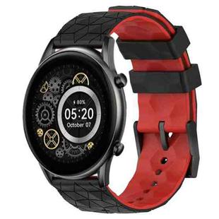 For Xiaomi Haylou RT2 LS10 22mm Football Pattern Two-Color Silicone Watch Band(Black+Red)