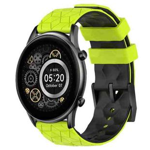 For Xiaomi Haylou RT2 LS10 22mm Football Pattern Two-Color Silicone Watch Band(Lime Green + Black)
