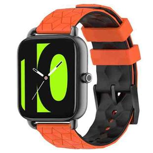 For Xiaomi Haylou RS4 LS12 22mm Football Pattern Two-Color Silicone Watch Band(Orange+Black)