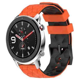 For Amazfit GTR 4 22mm Football Texture Two-Color Silicone Watch Band(Orange+Black)