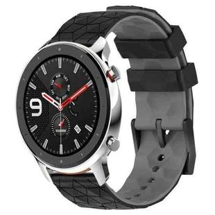 For Amazfit GTR 4 22mm Football Texture Two-Color Silicone Watch Band(Black+Grey)