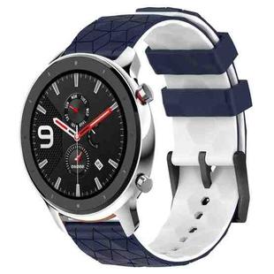 For Amazfit GTR 4 22mm Football Texture Two-Color Silicone Watch Band(Midnight Blue + White)